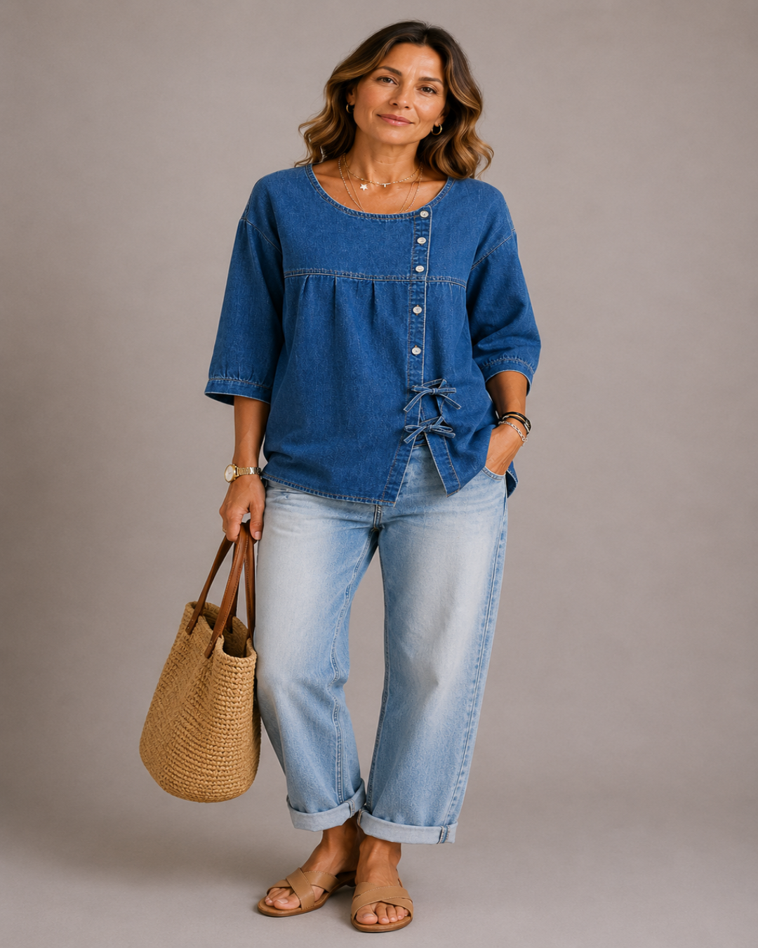 Lily | Blusa holgada de denim vintage