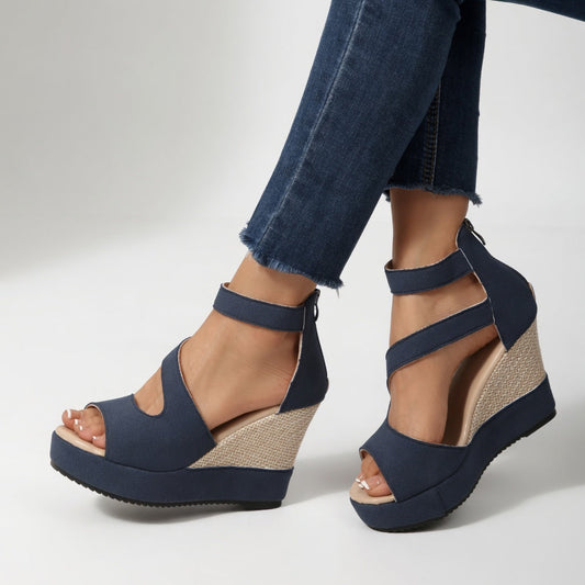 Jocelyne™ — Sandalia con cuña y tira elástica, de estilo sencillo y natural