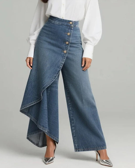 Sophie| Falda pantalón vaquera asimétrica de corte amplio