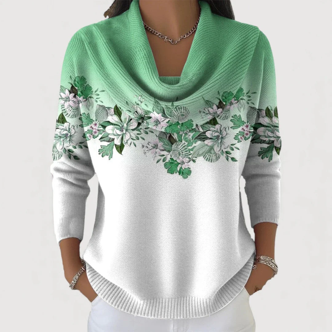 Aurora| Suéter floral con cuello suave