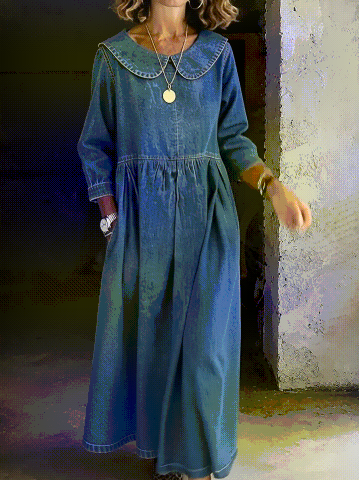 Clara | Vestido vaquero con cuello Claudine