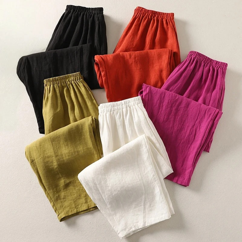 Amalia™ — Pantalones holgados de algodón y lino