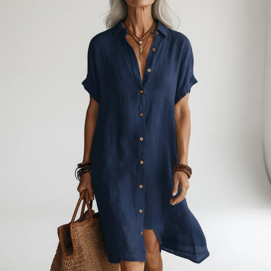 Timéa™ — Vestido camisero midi transpirable con elegancia parisina