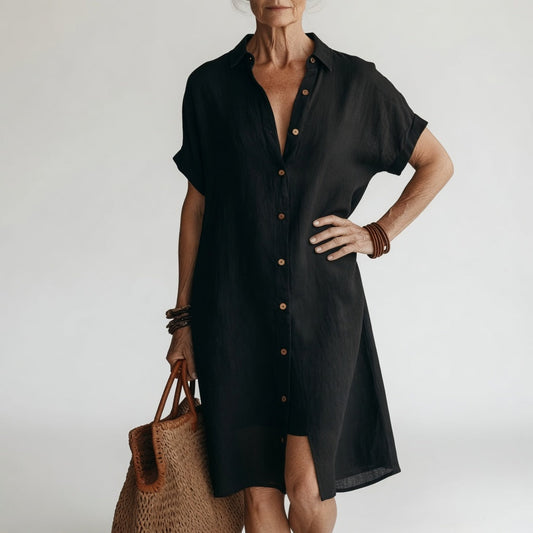 Timéa™ — Vestido camisero midi transpirable con elegancia parisina