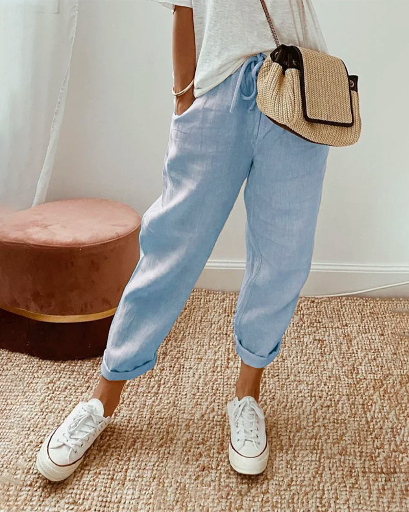 Lucie™ — Pantalones holgados de mezcla de algodón y lino