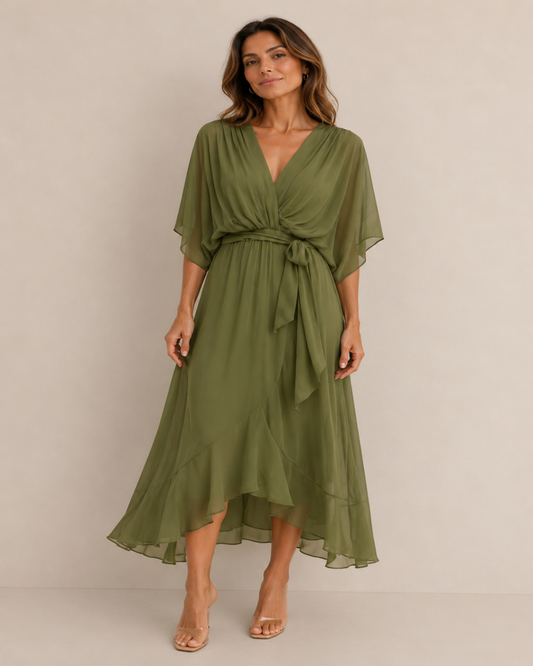 Monica | Vestido de Gasa con Escote en V