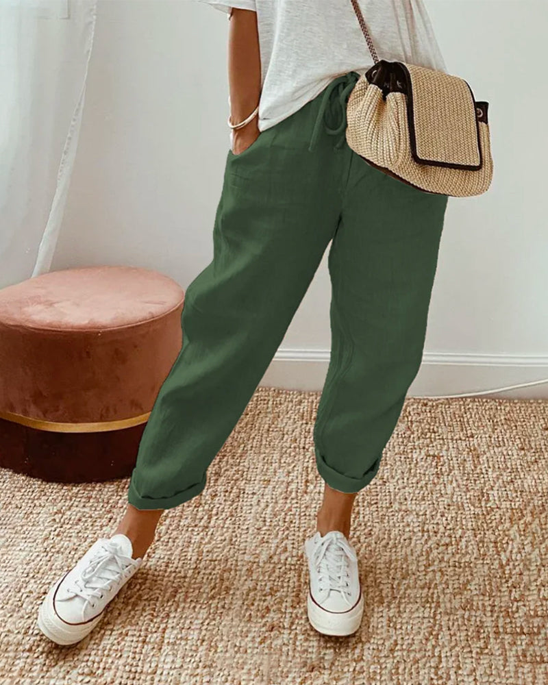 Lucie™ — Pantalones holgados de mezcla de algodón y lino