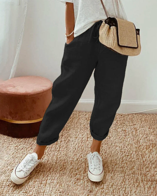 Lucie™ — Pantalones holgados de mezcla de algodón y lino