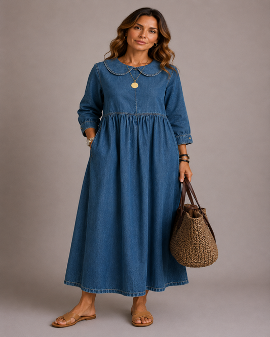 Clara | Vestido vaquero con cuello Claudine