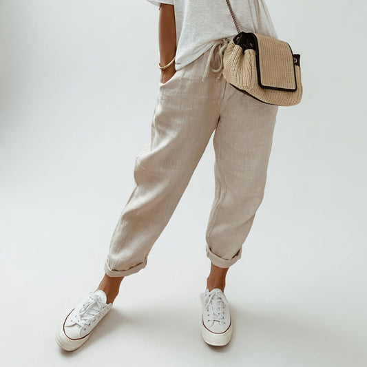Lucie™ — Pantalones holgados de mezcla de algodón y lino
