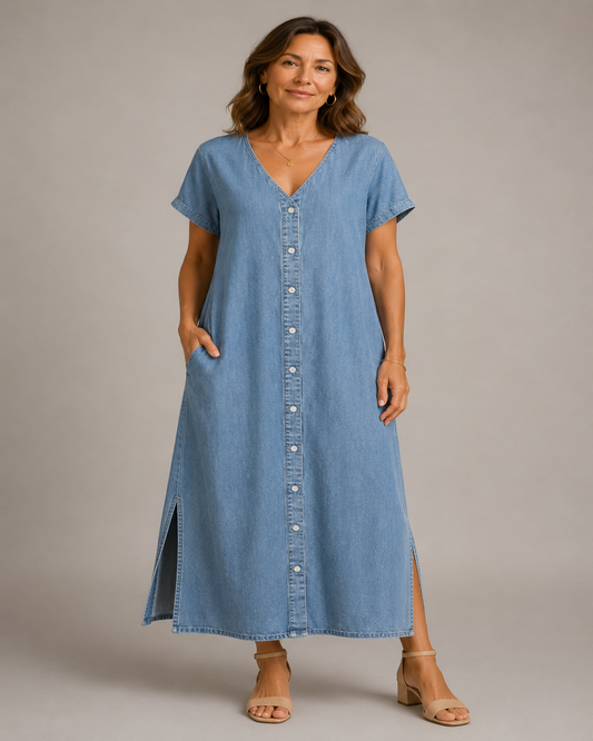 Helen | Vestido de denim retro de corte elegante