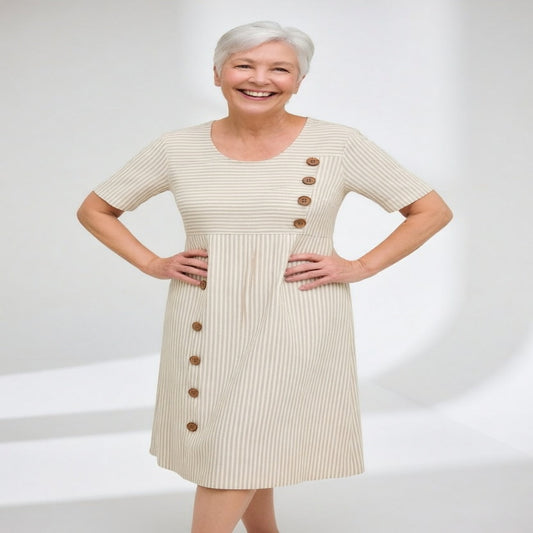 Linéora™ — Vestido fluido a rayas con un encanto veraniego