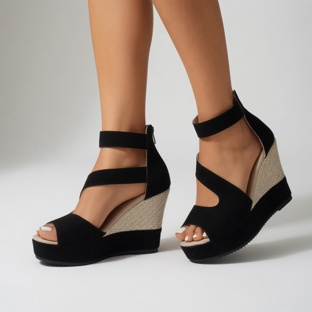 Jocelyne™ — Sandalia con cuña y tira elástica, de estilo sencillo y natural