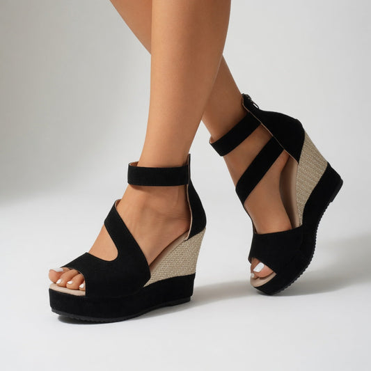 Jocelyne™ — Sandalia con cuña y tira elástica, de estilo sencillo y natural