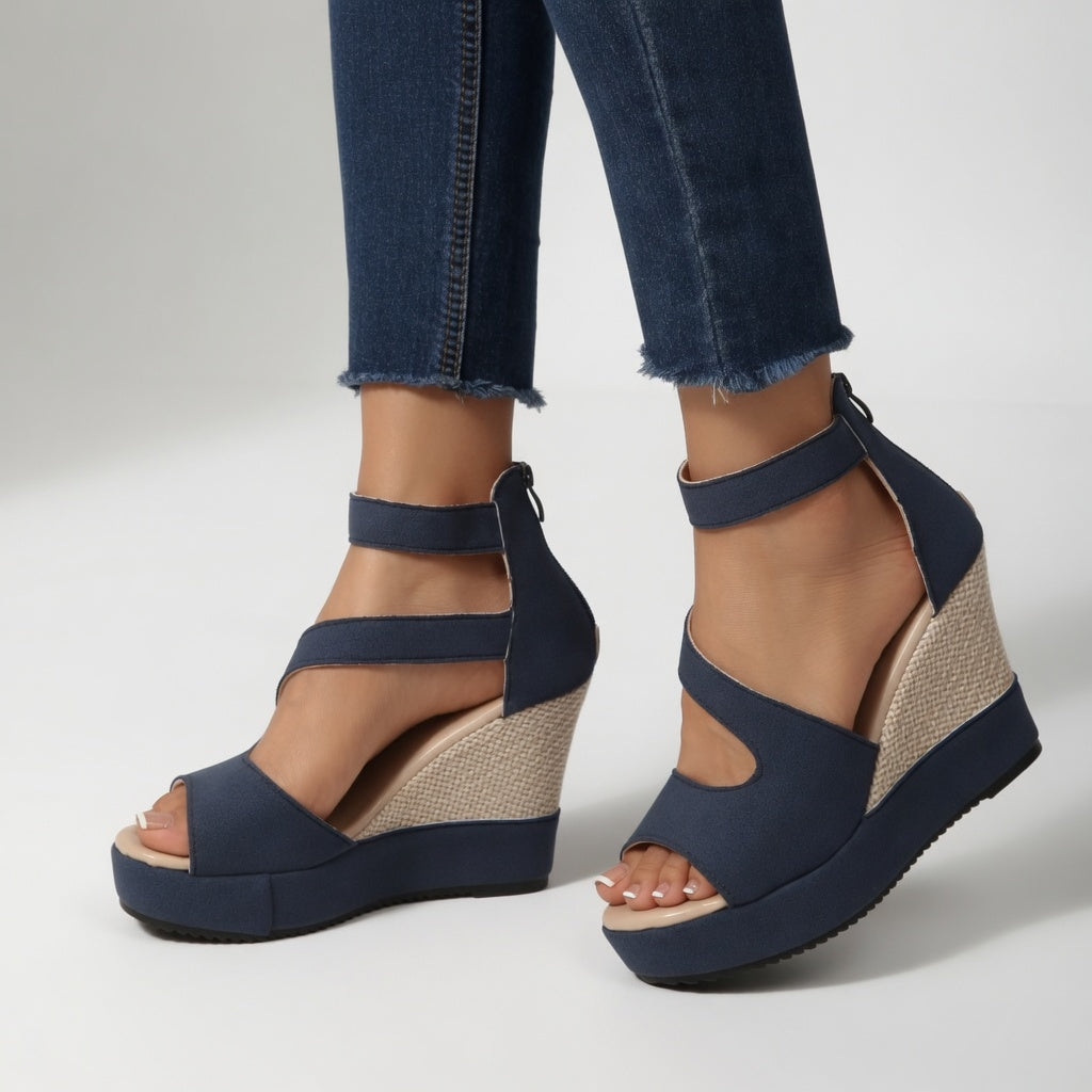 Jocelyne™ — Sandalia con cuña y tira elástica, de estilo sencillo y natural