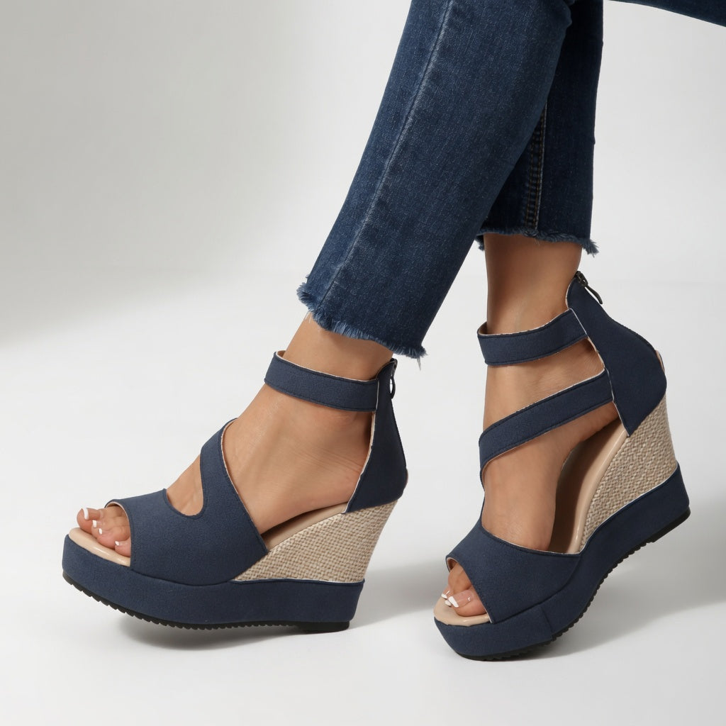 Jocelyne™ — Sandalia con cuña y tira elástica, de estilo sencillo y natural