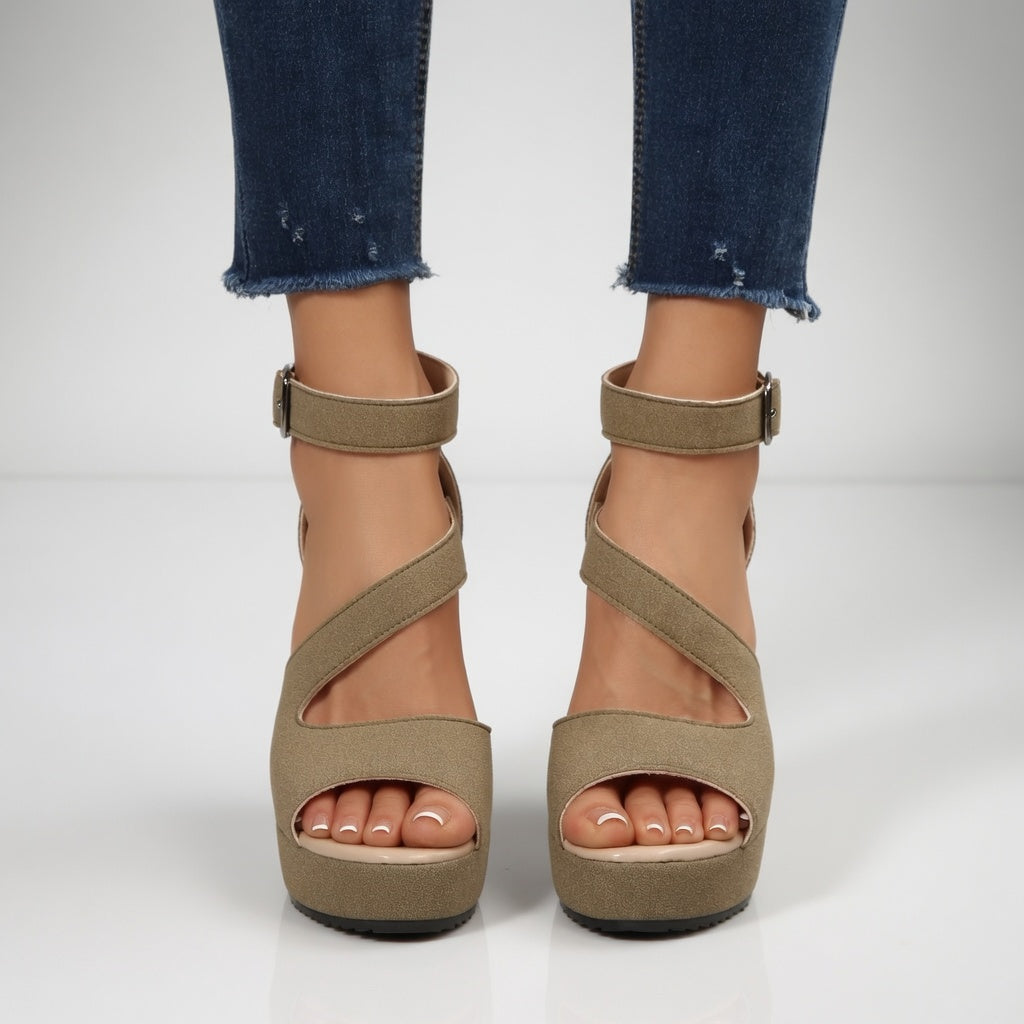 Jocelyne™ — Sandalia con cuña y tira elástica, de estilo sencillo y natural