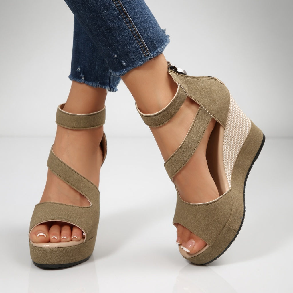 Jocelyne™ — Sandalia con cuña y tira elástica, de estilo sencillo y natural