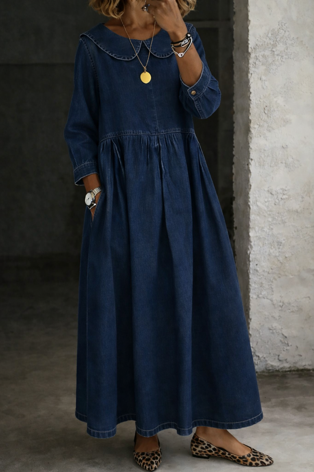 Clara | Vestido vaquero con cuello Claudine