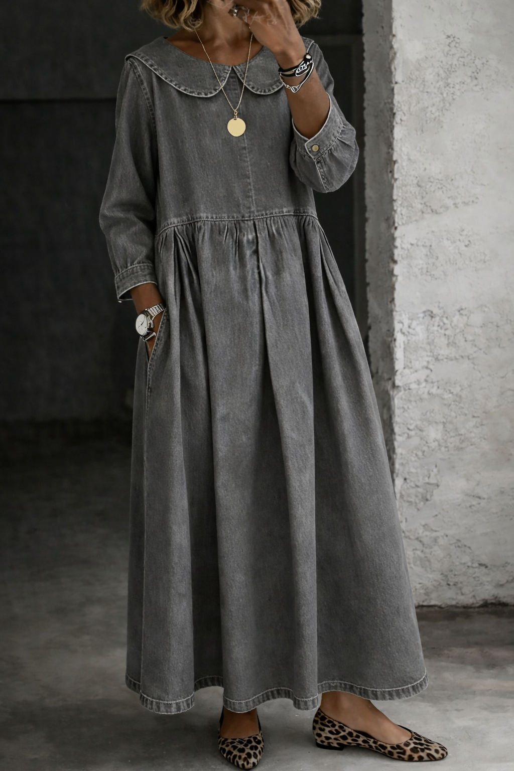 Clara | Vestido vaquero con cuello Claudine