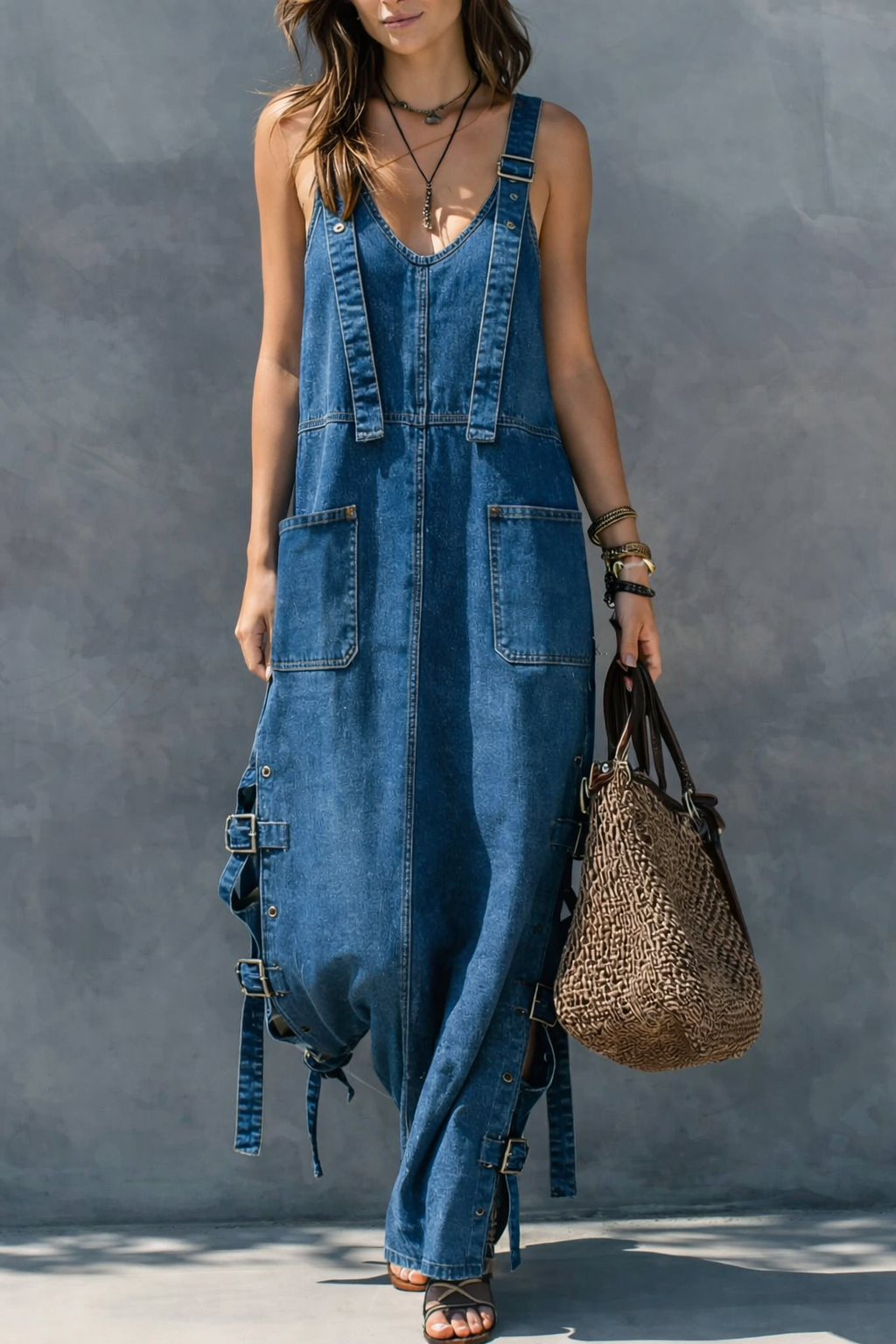 Harper | Mono de denim con cintura elástica