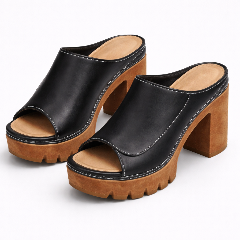Cléophée™ — Zapatillas con tacón grueso, plataforma y suela dentada, de estilo urbano