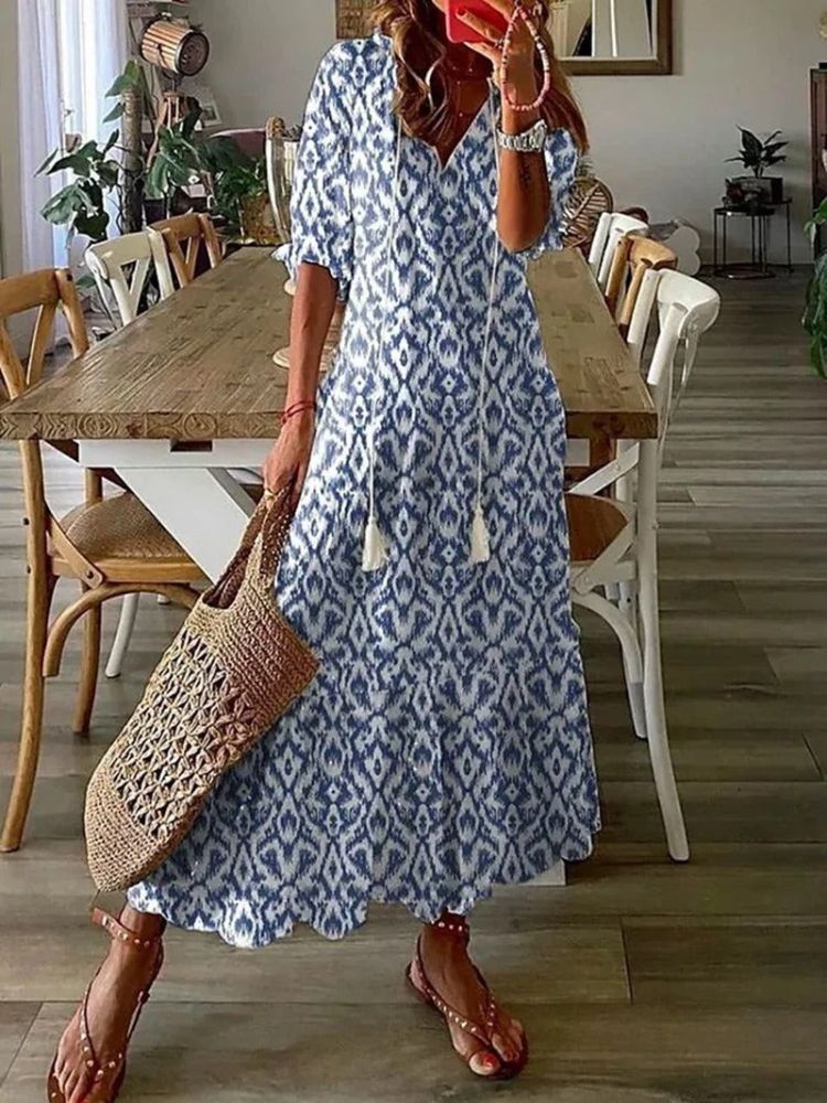 Élodie™ — Elegante vestido largo de terciopelo con estampado floral