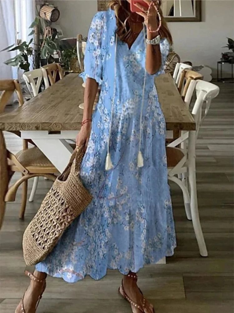 Élodie™ — Elegante vestido largo de terciopelo con estampado floral