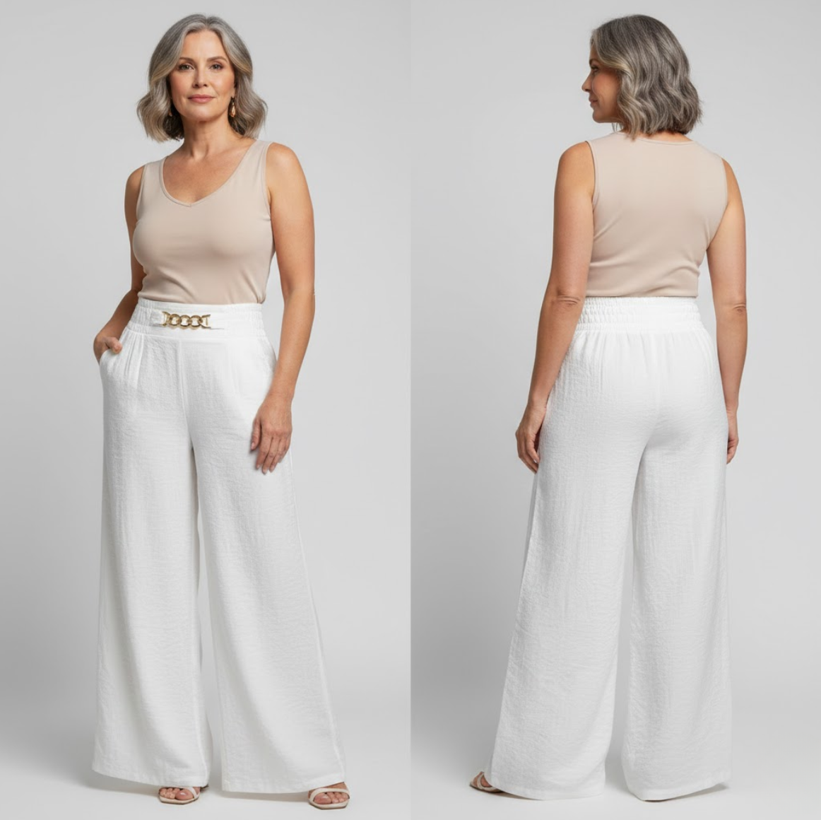Évelyne™ — Pantalones Anchos de Cintura Alta con Efecto Moldeador