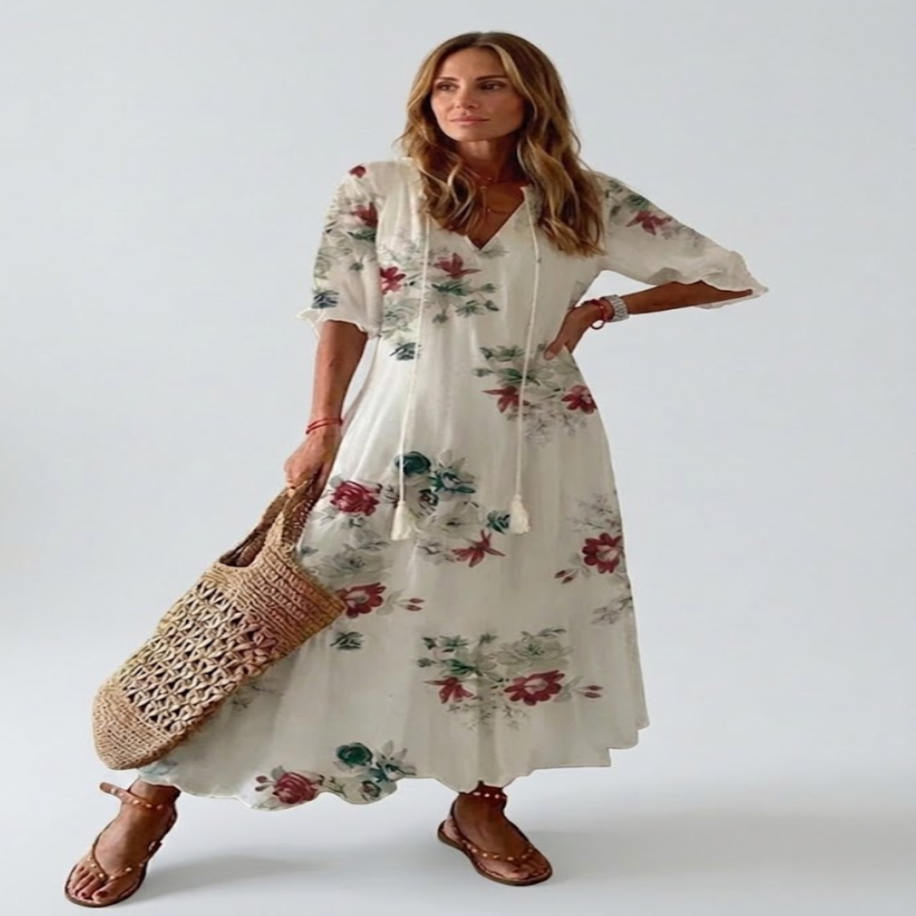 Élodie™ — Elegante vestido largo de terciopelo con estampado floral