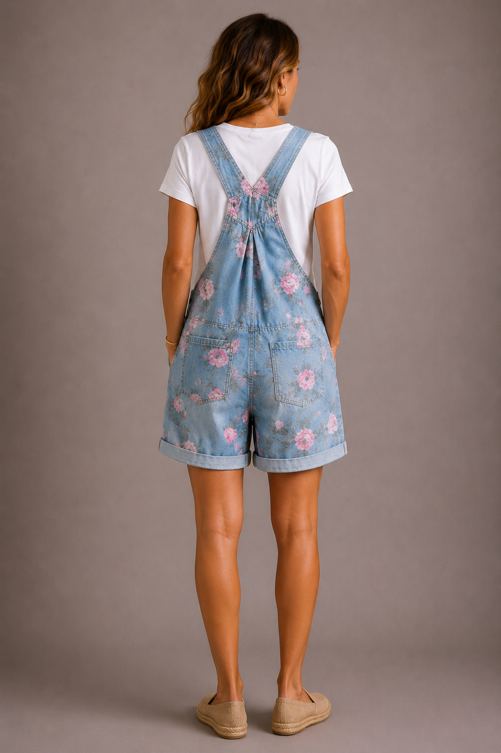 Judy | Mono de denim estampado de flores con lavado vintage