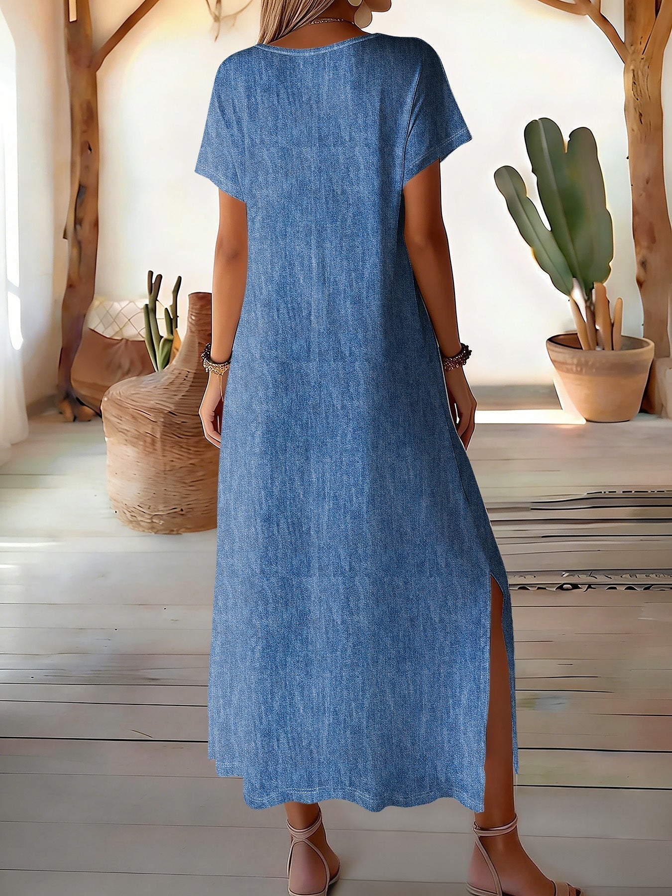 Helen | Vestido de denim retro de corte elegante