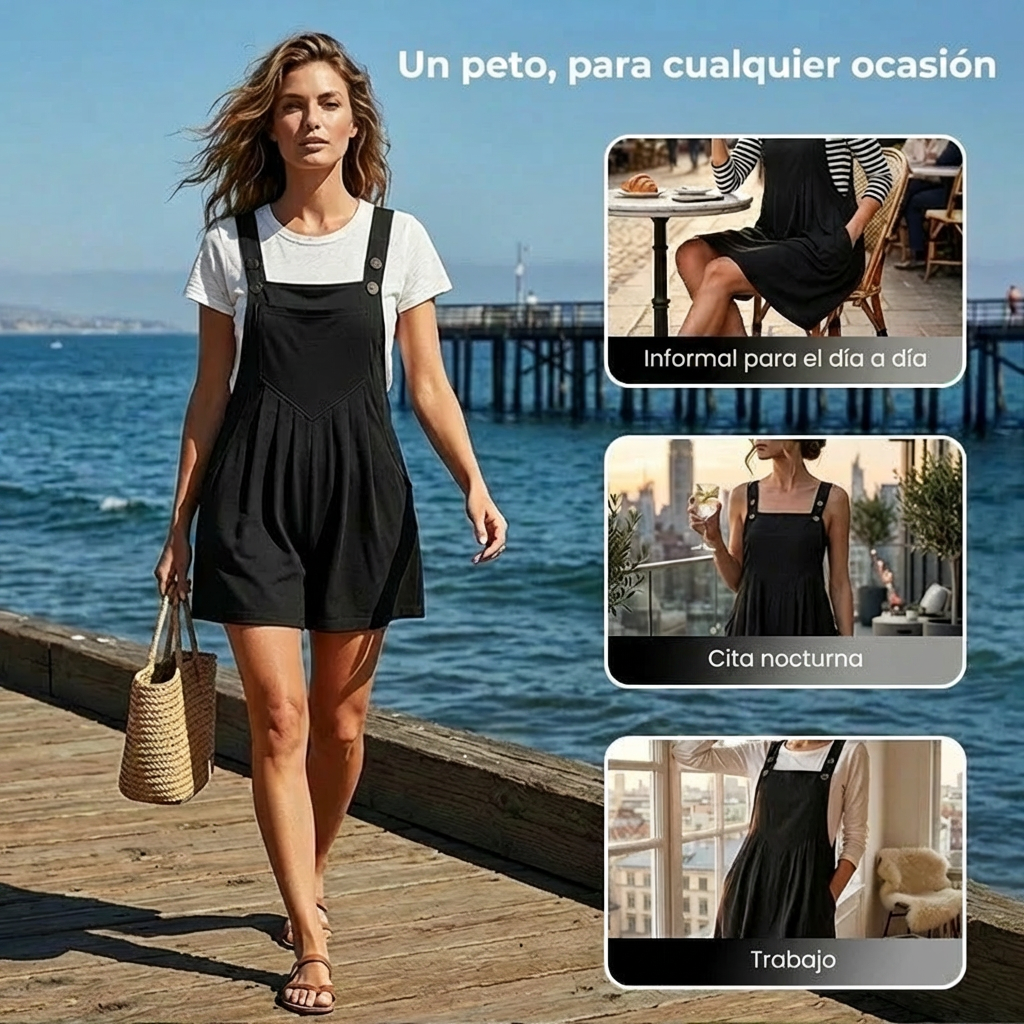 Paola | Mono Peto de Tirantes con Falda Suelta