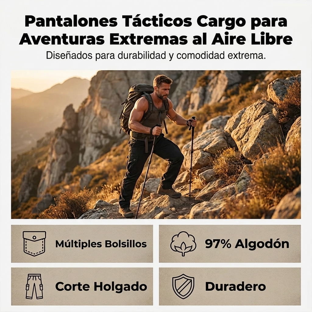 Pantalón Cargo Multi-Bolsillos Premium