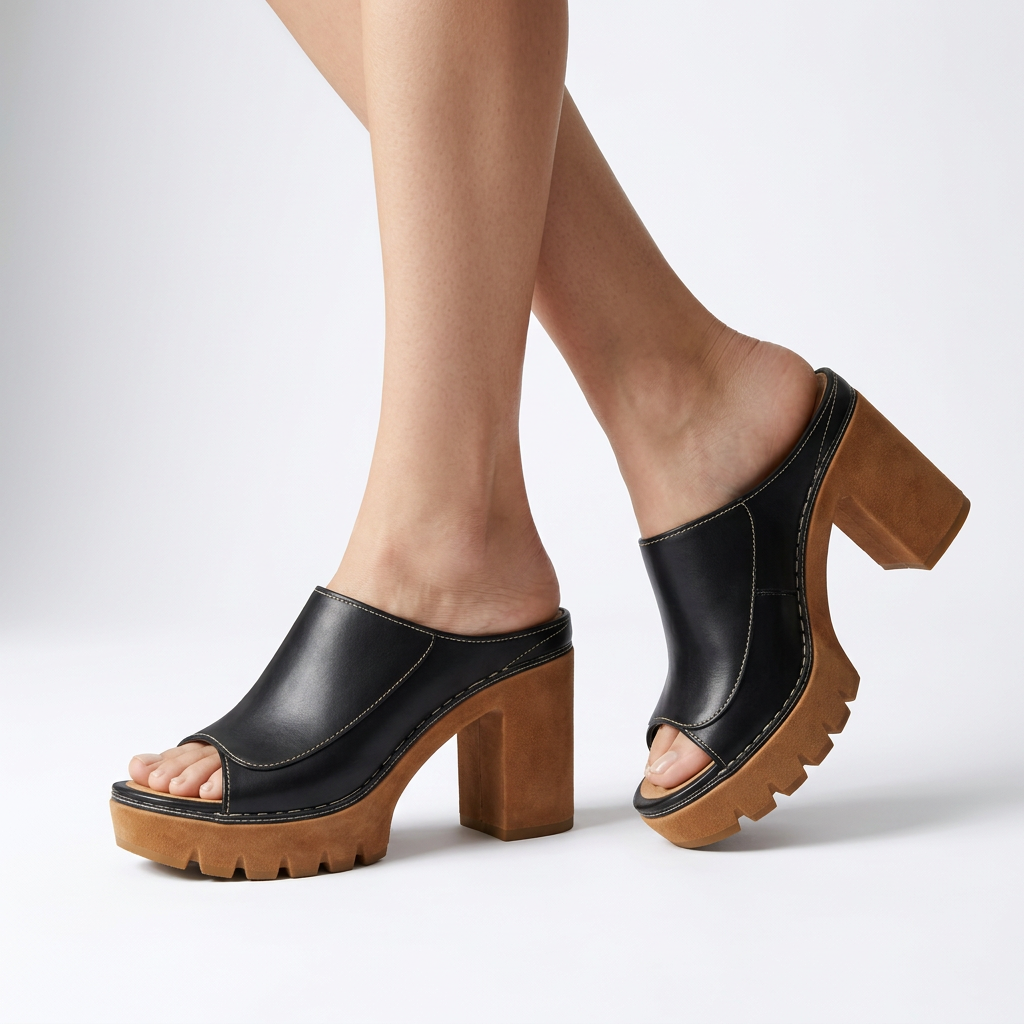 Cléophée™ — Zapatillas con tacón grueso, plataforma y suela dentada, de estilo urbano
