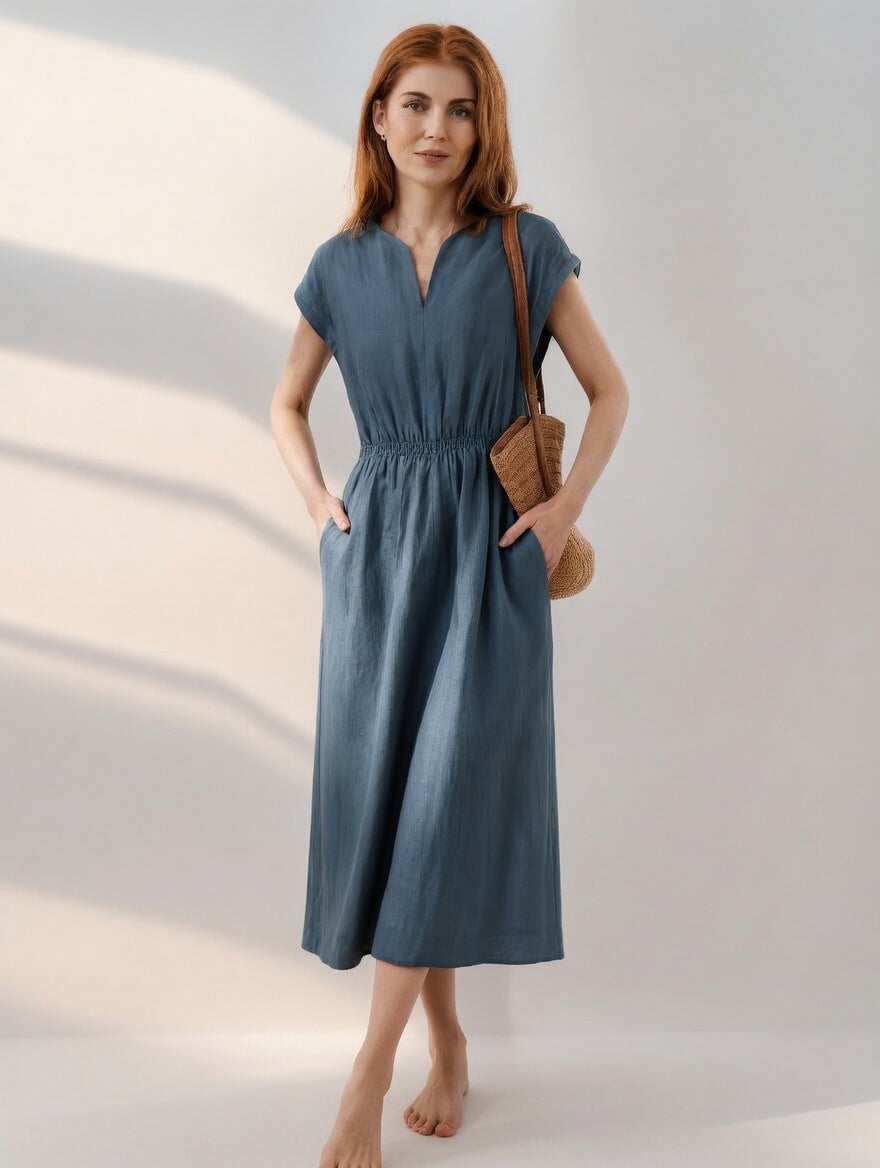 Lina — Vestido fluido y elegante de mezcla de lino