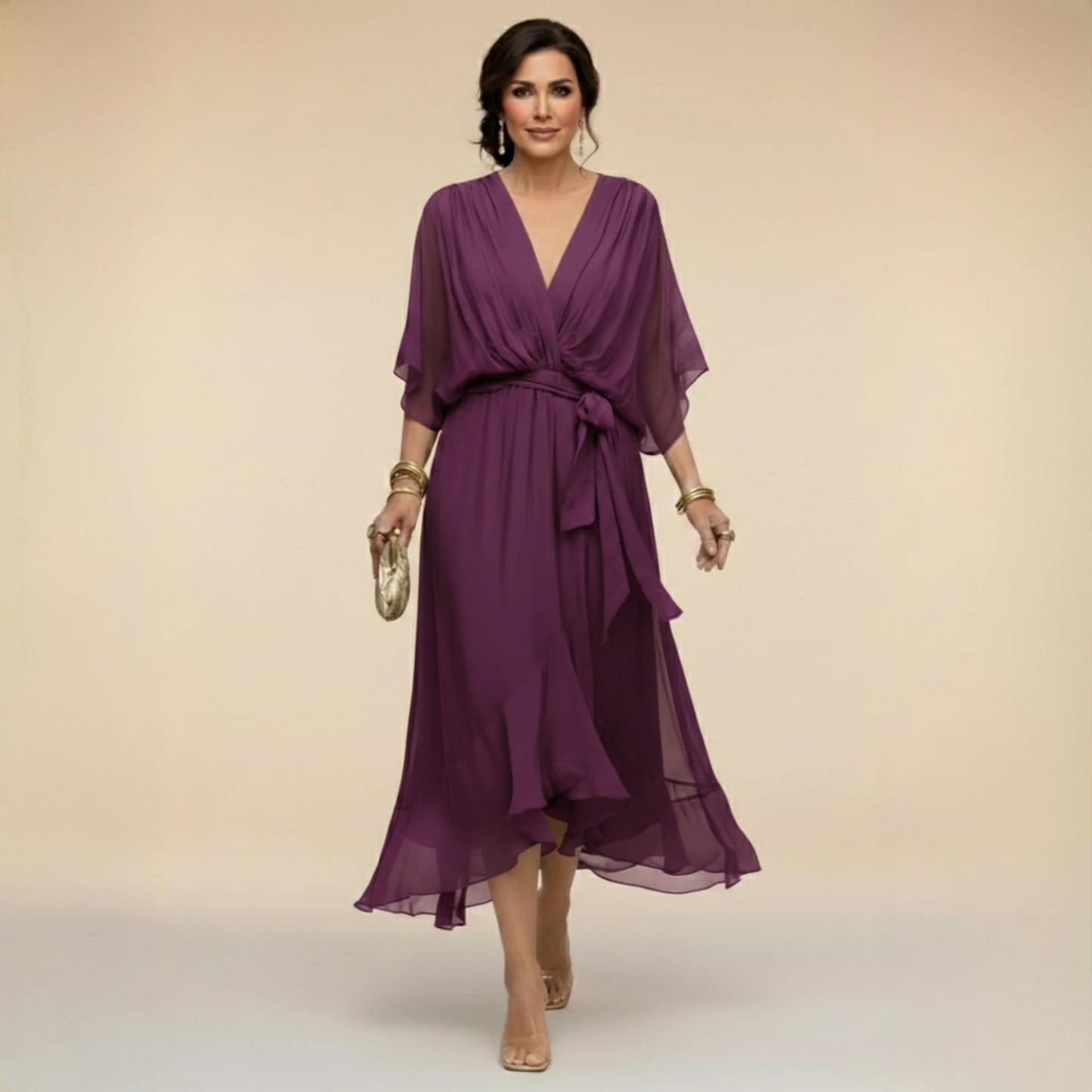 Monica | Vestido de Gasa con Escote en V