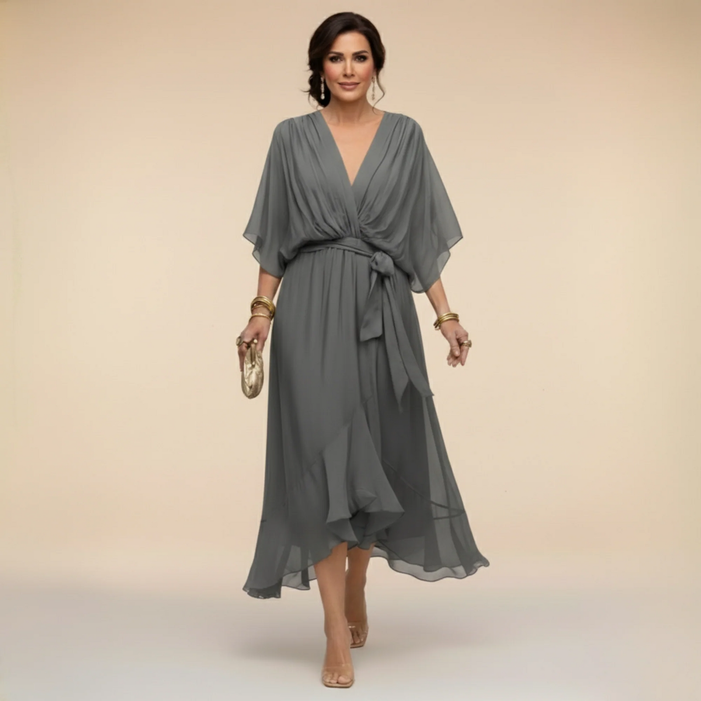 Monica | Vestido de Gasa con Escote en V