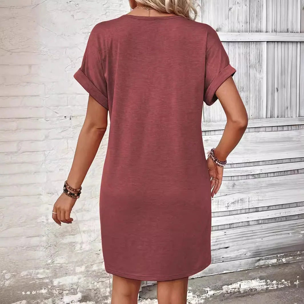 Merly| Vestido con escote en V y Botonadura Frontal