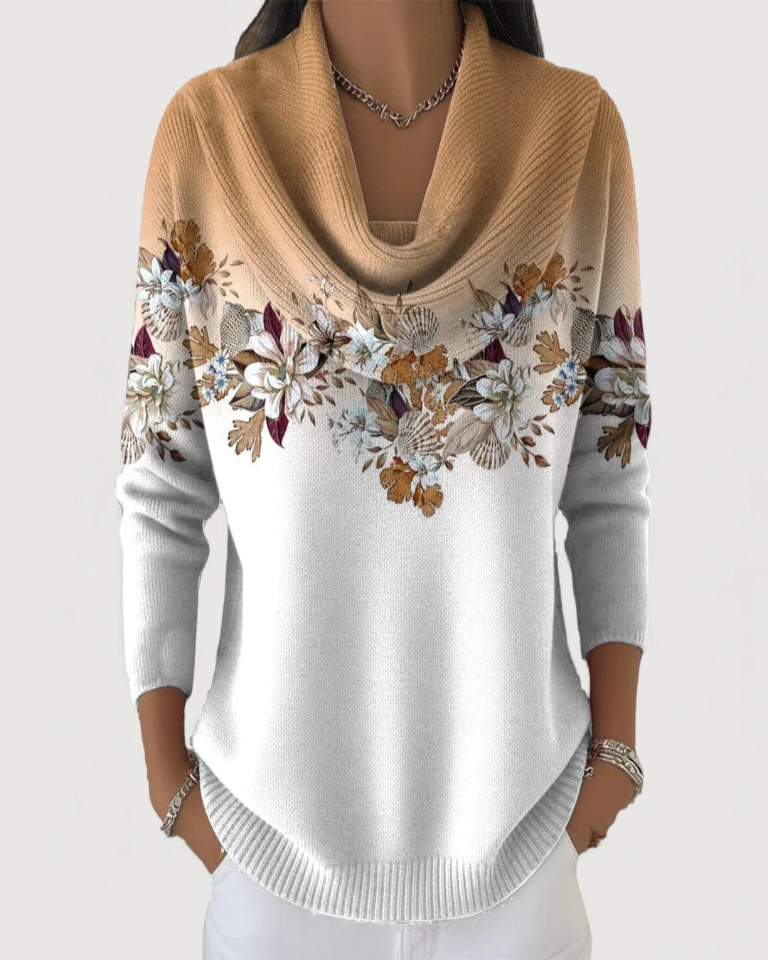 Aurora| Suéter floral con cuello suave