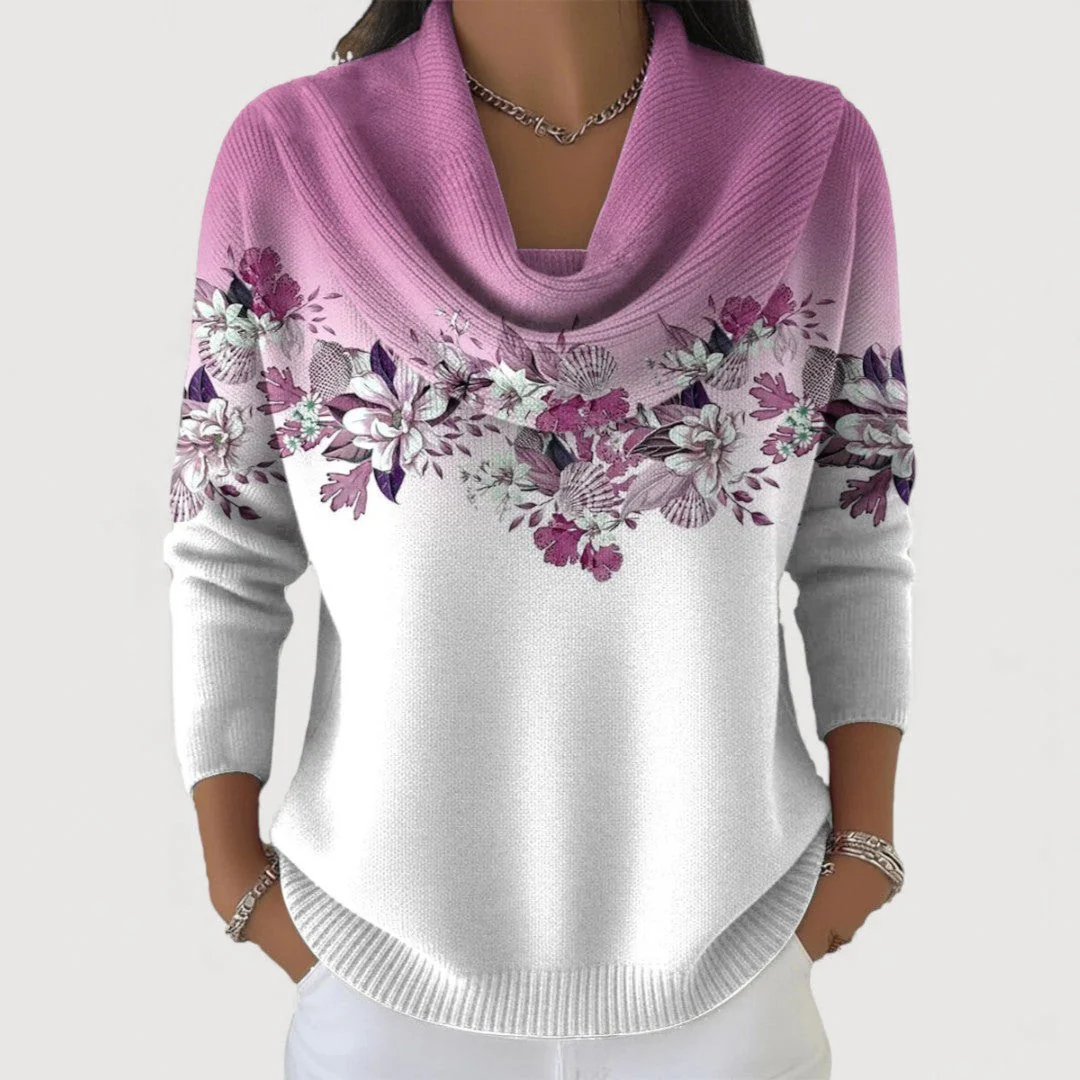 Aurora| Suéter floral con cuello suave