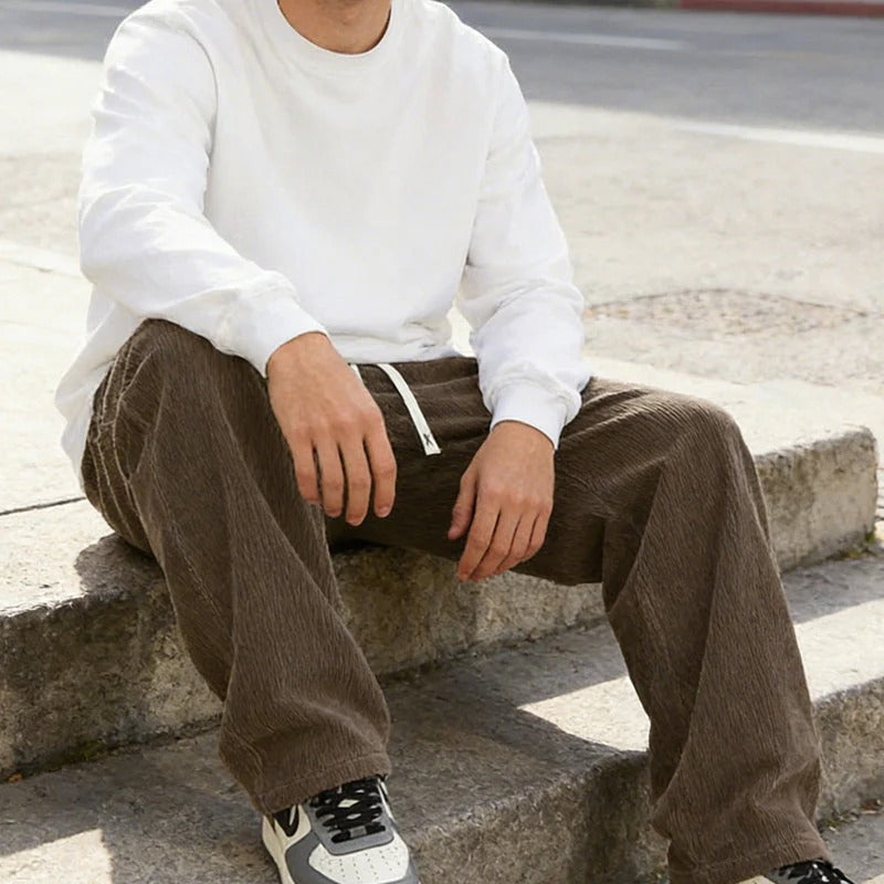 James|  Pantalon Ancho Con Cordón Y Bolsillos