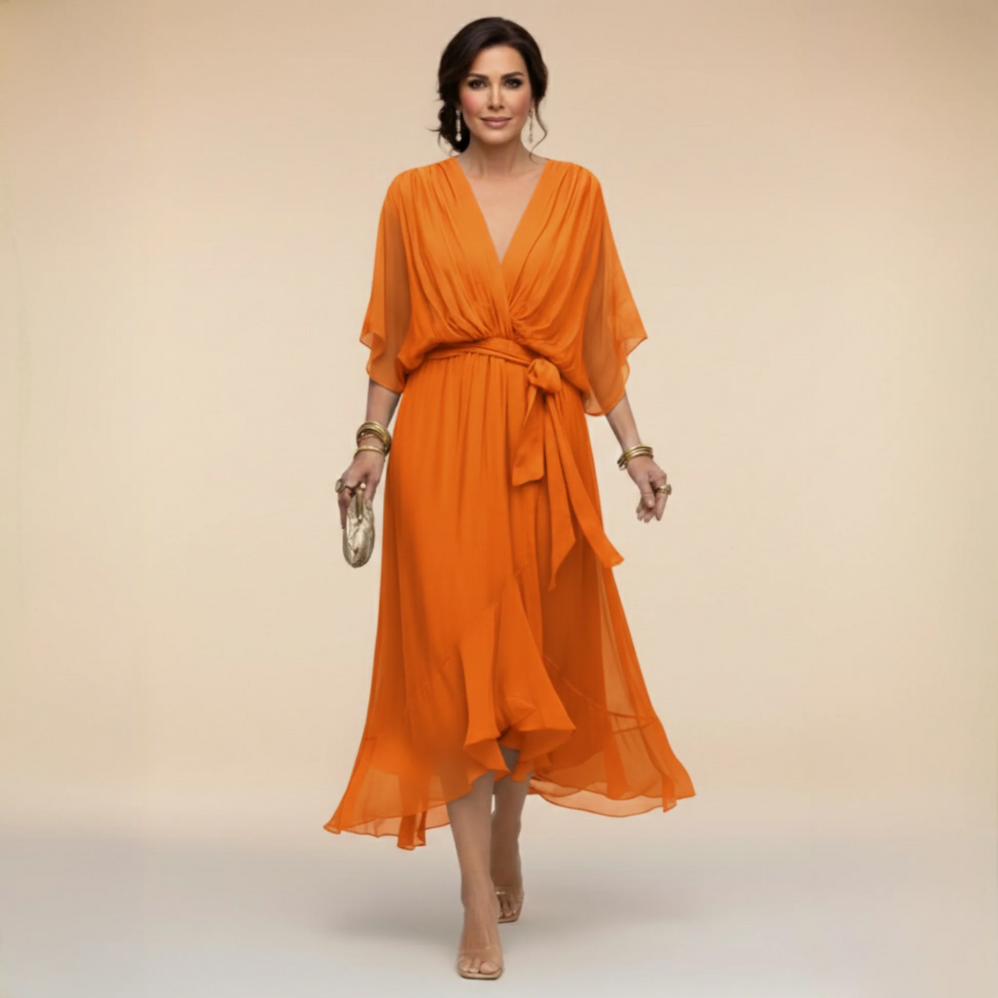 Monica | Vestido de Gasa con Escote en V