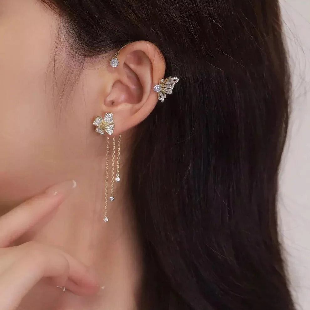 Less| Pendientes sencillos con mariposas, flores y borlas: elegantes y cómodos.