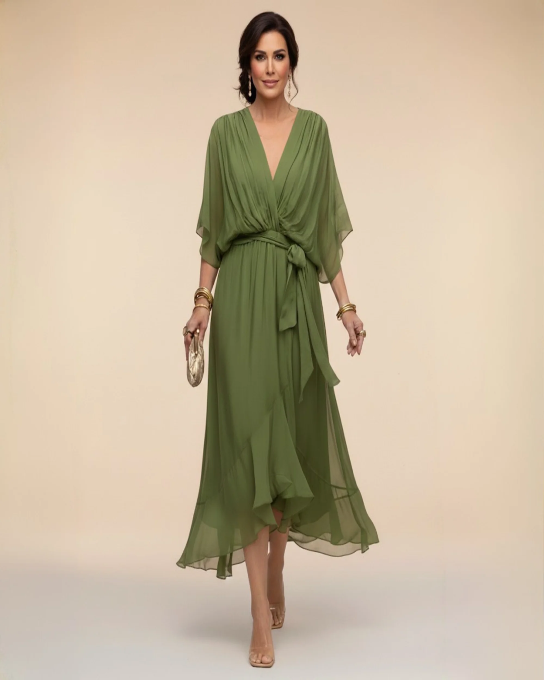Monica | Vestido de Gasa con Escote en V