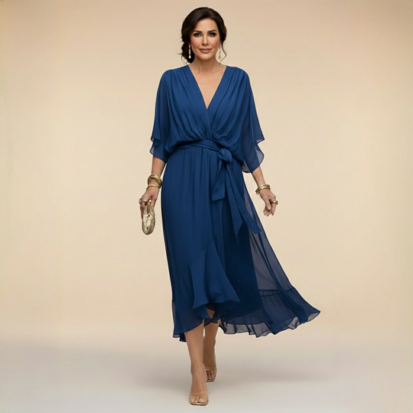Monica | Vestido de Gasa con Escote en V