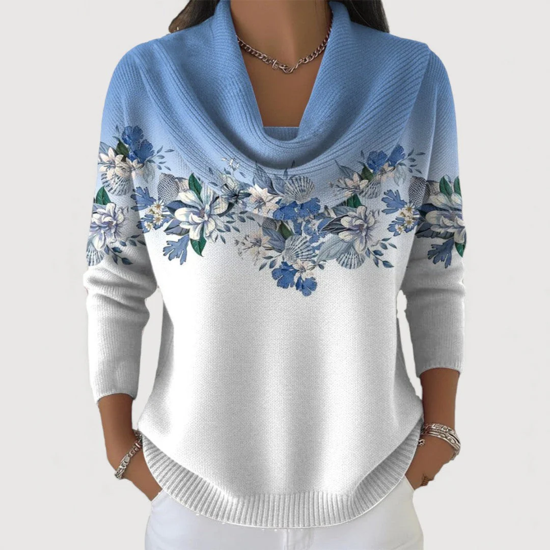 Aurora| Suéter floral con cuello suave