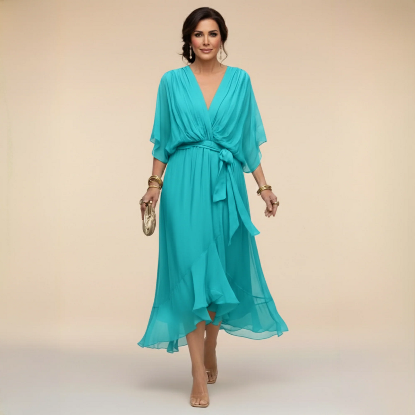 Monica | Vestido de Gasa con Escote en V