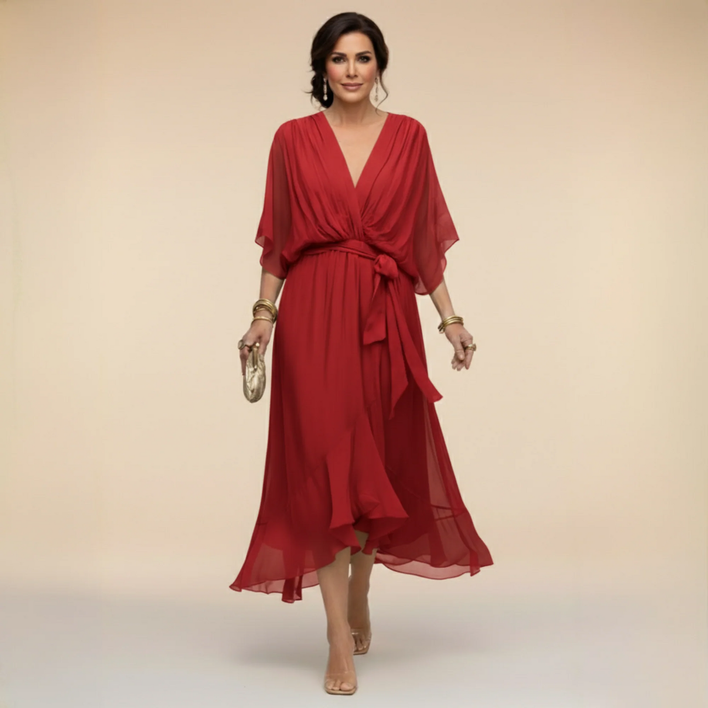 Monica | Vestido de Gasa con Escote en V