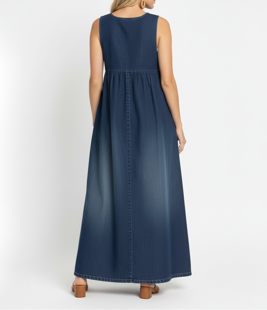 Karen | Vestido largo de denim con lavado vintage y tacto de algodón